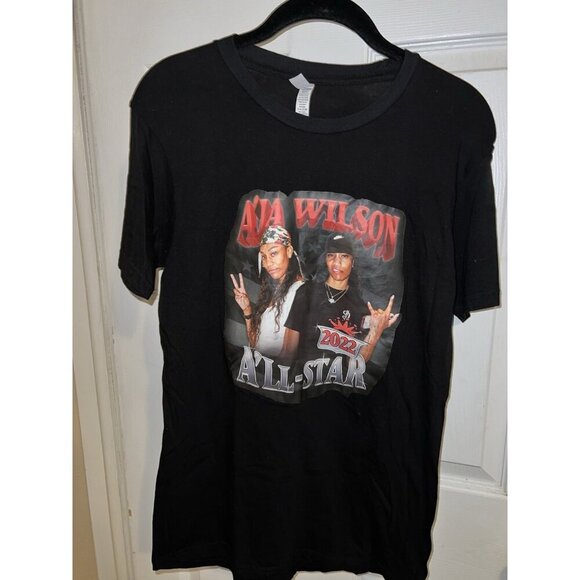 A'ja Wilson 2022 Shirt Vintage Style WNBA A'ja Wilson Shirt Black Graphic Sz M - Picture 2 of 6